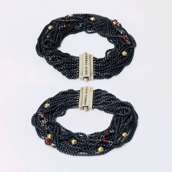 David Yurman Garnet Hematine 16 Row Chain Bracelet - Picture 2 of 7